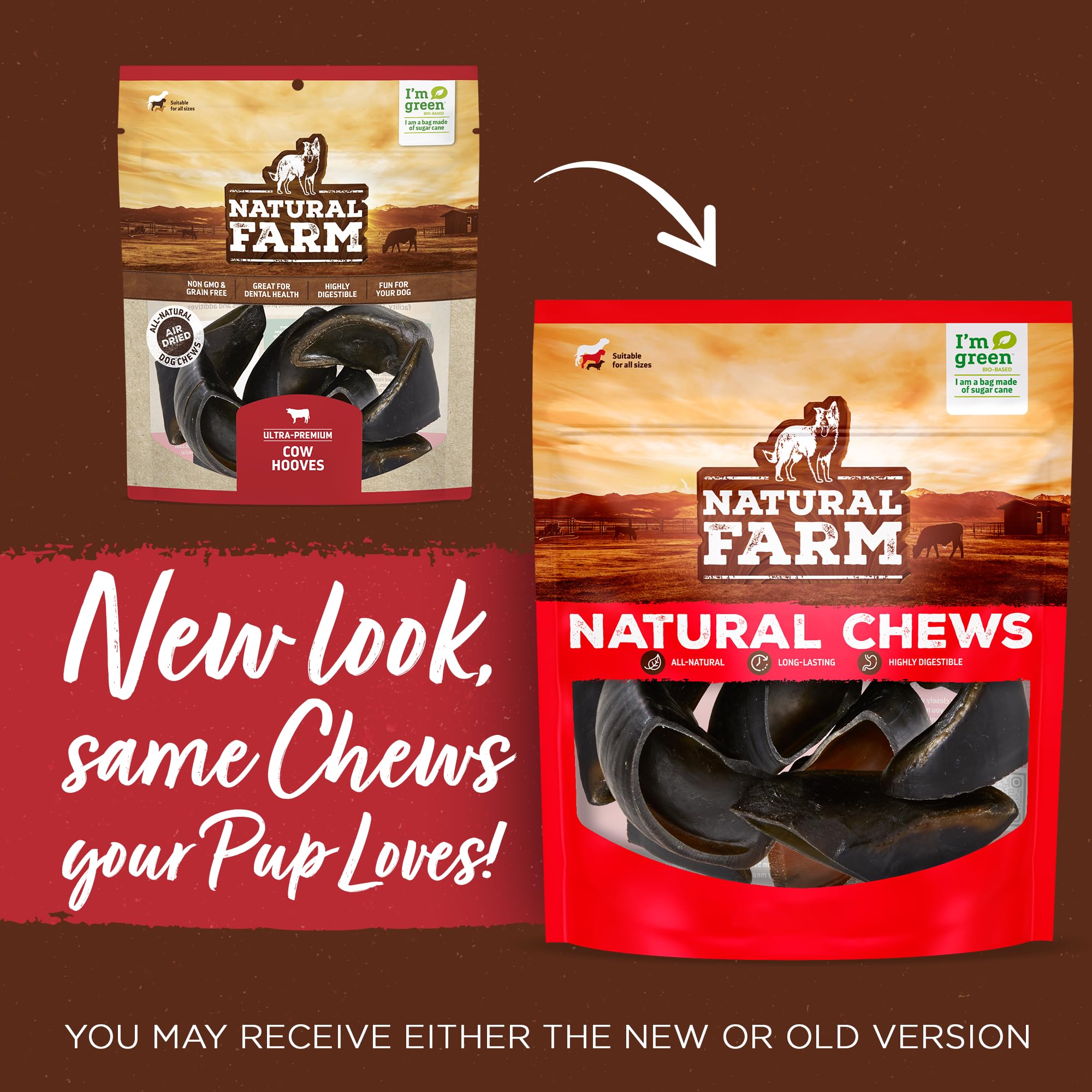 Natural Farm Cascos de Vaca con textura masticable para higiene dental.