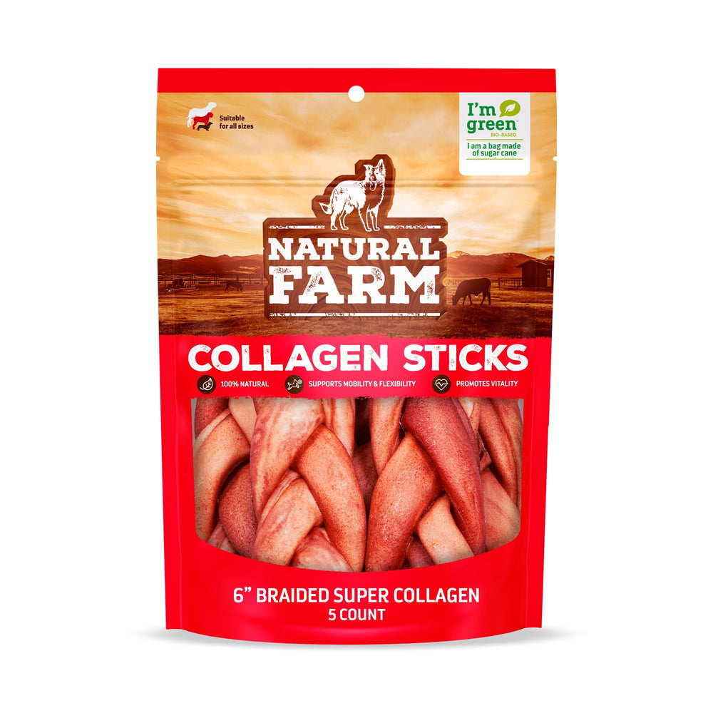 Natural Farm Huesos de colágeno sin olor para perros, masticación prolongada.