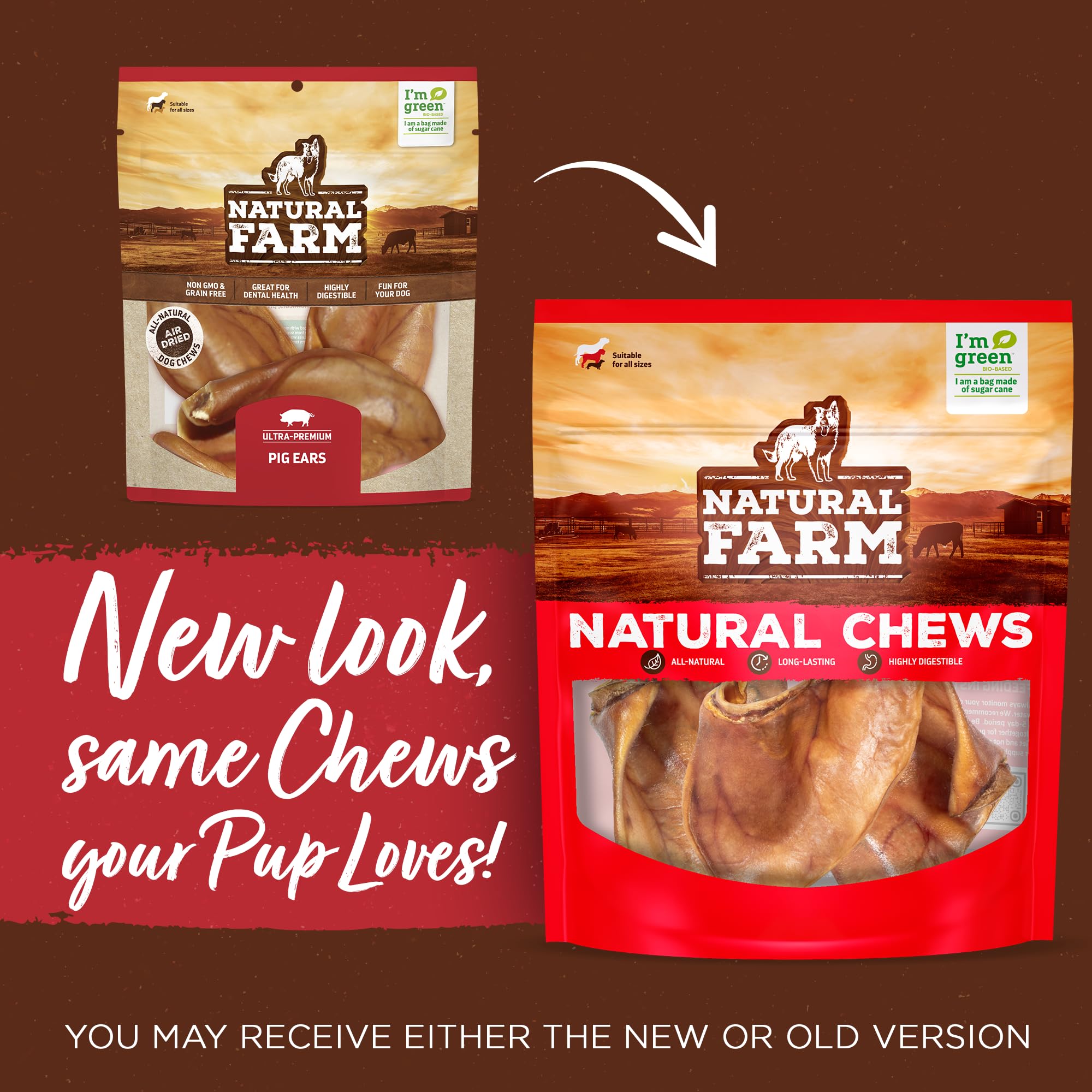 Natural Farm orejas de cerdo para perros, proceso simple y sin aditivos