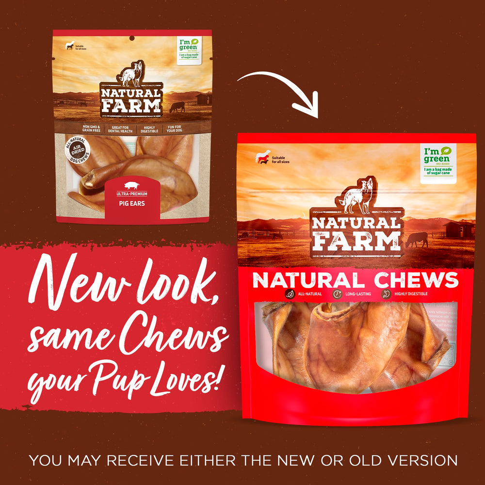 Natural Farm orejas de cerdo para perros, proceso simple y sin aditivos