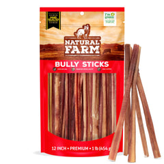 Natural Farm Palitos Bully: olor nulo y 12 pulgadas para masticación prolongada