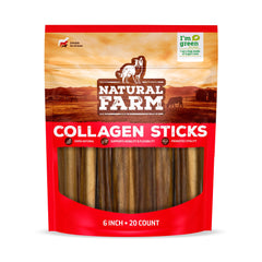 Natural Farm palitos de colágeno de 6 pulgadas en empaque de 20 para perros pequeños