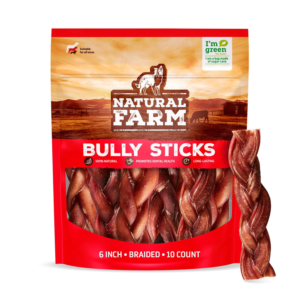 Natural Farm palitos de res trenzados de 6 pulgadas para masticar seguro