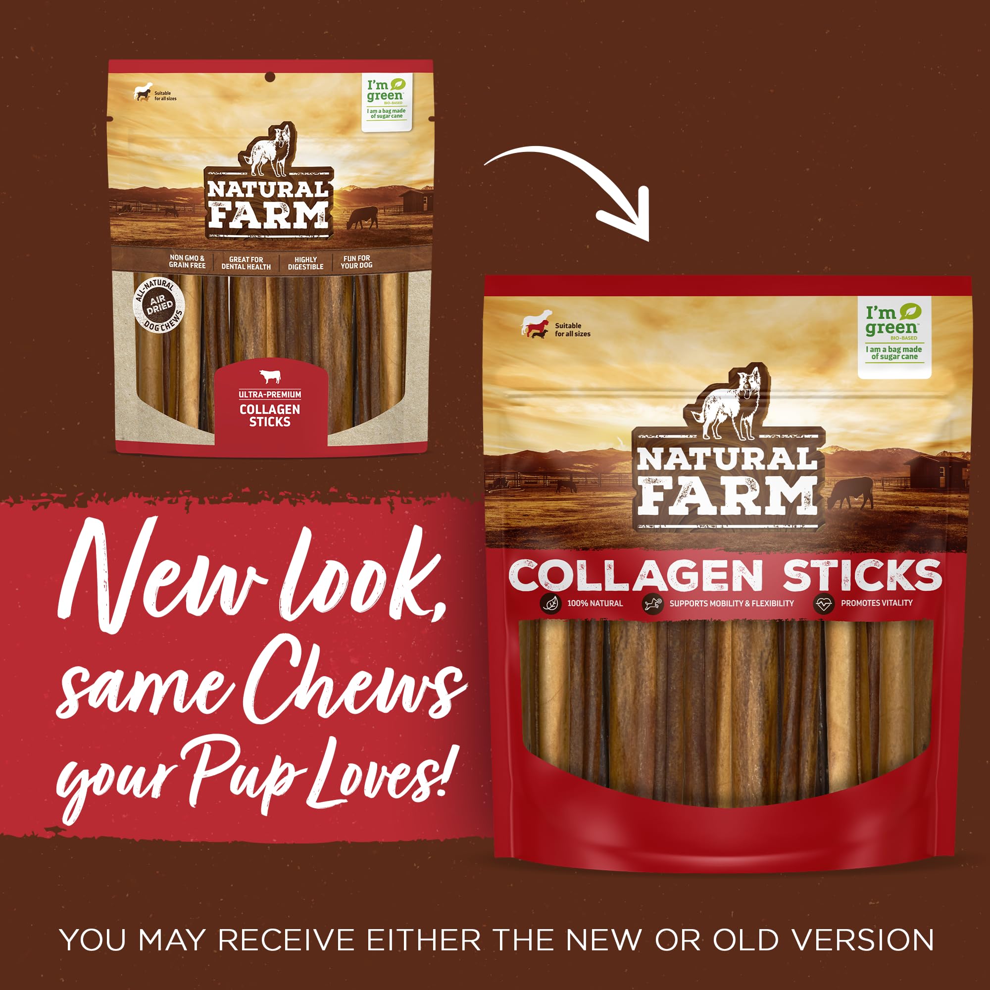 Natural Farm Textura masticable de colágeno, perfecto para perros activos