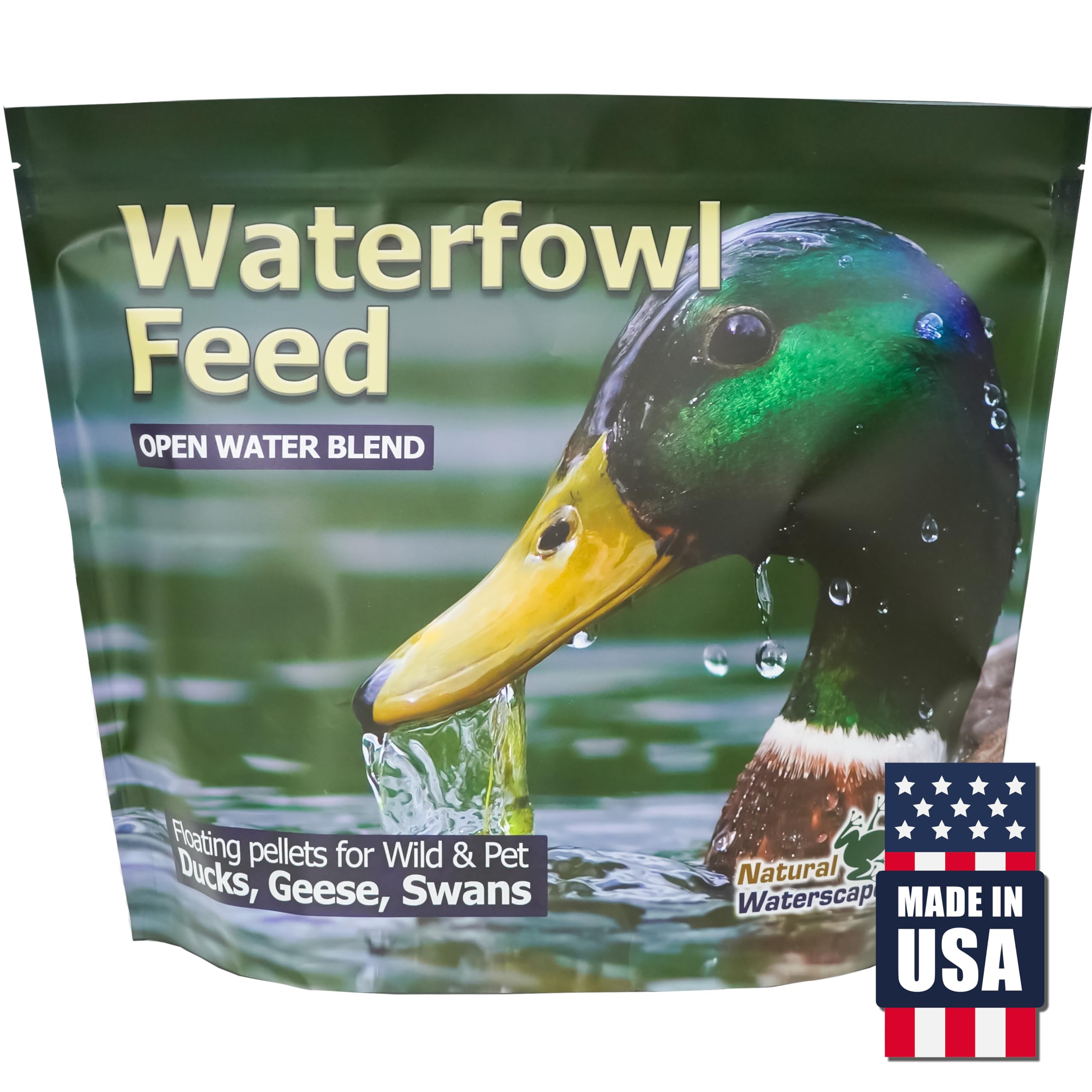 Natural Waterscapes Alimento para aves acuáticas con bolsa reutilizable para almacenamiento práctico.