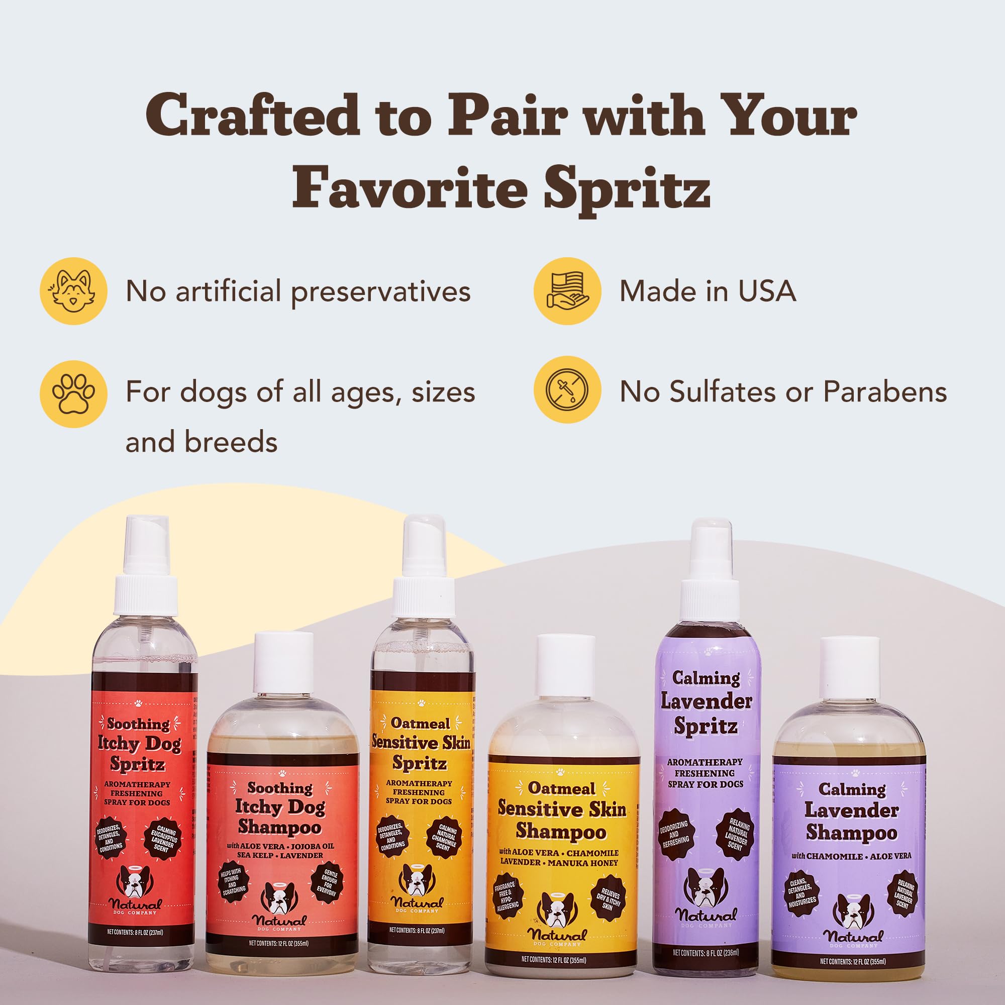Producto hecho en Estados Unidos con ingredientes naturales de Natural Dog Company.