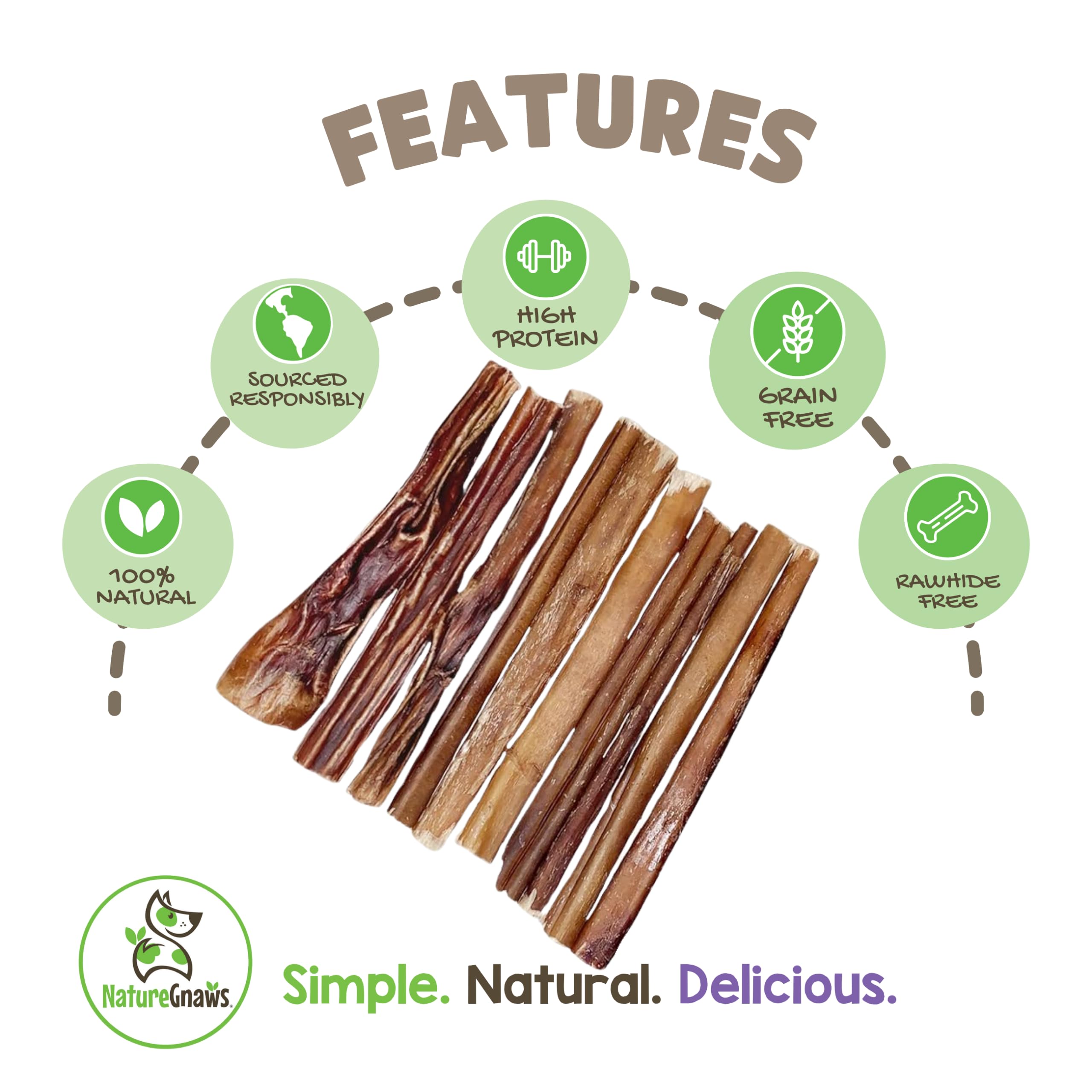 Nature Gnaws empaque de palitos de res 1-3 libras, snack natural para perros.