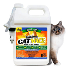 Nature's MACE Cat Mace Deterrent: botella de 1 galón para exterior y jardín, útil para evitar visitas de gatos.