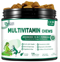 NATURE TARGET multivitamínico para perros en botella, apoyo para la salud general.