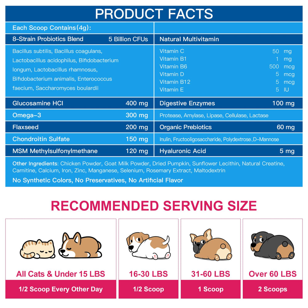 Nature Target probióticos para perros, 5 mil millones CFUs, equilibrio digestivo.