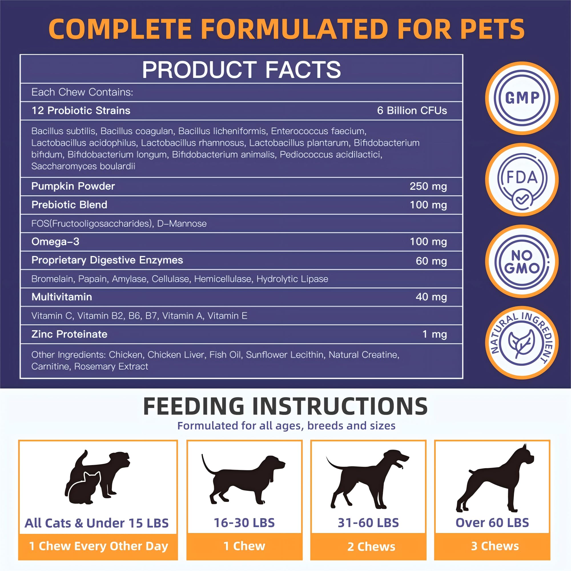 Nature Target Probiotics para perros, empaque hermético para conservar frescura.