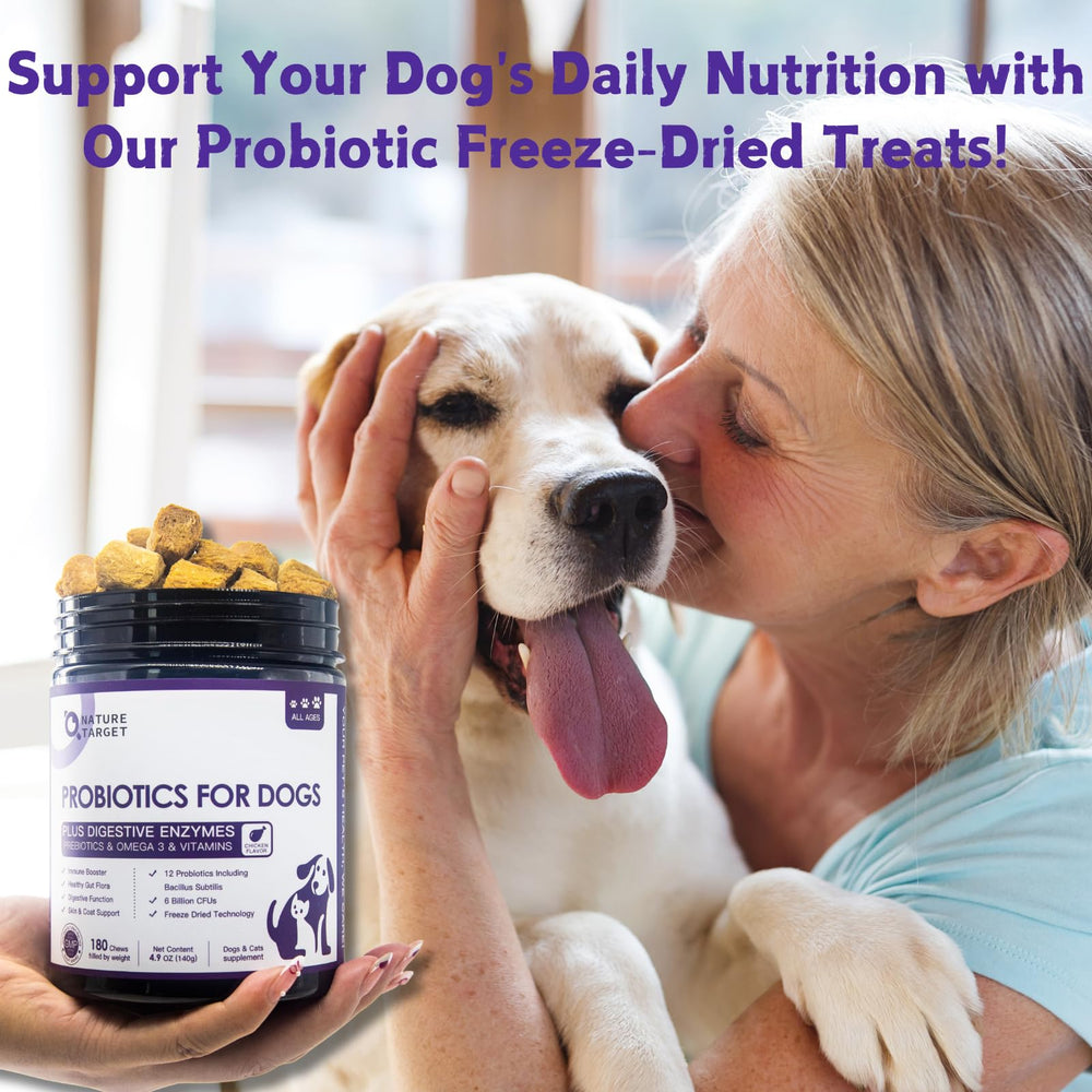 NATURE TARGET probióticos para perros: ingredientes naturales y sin gluten.