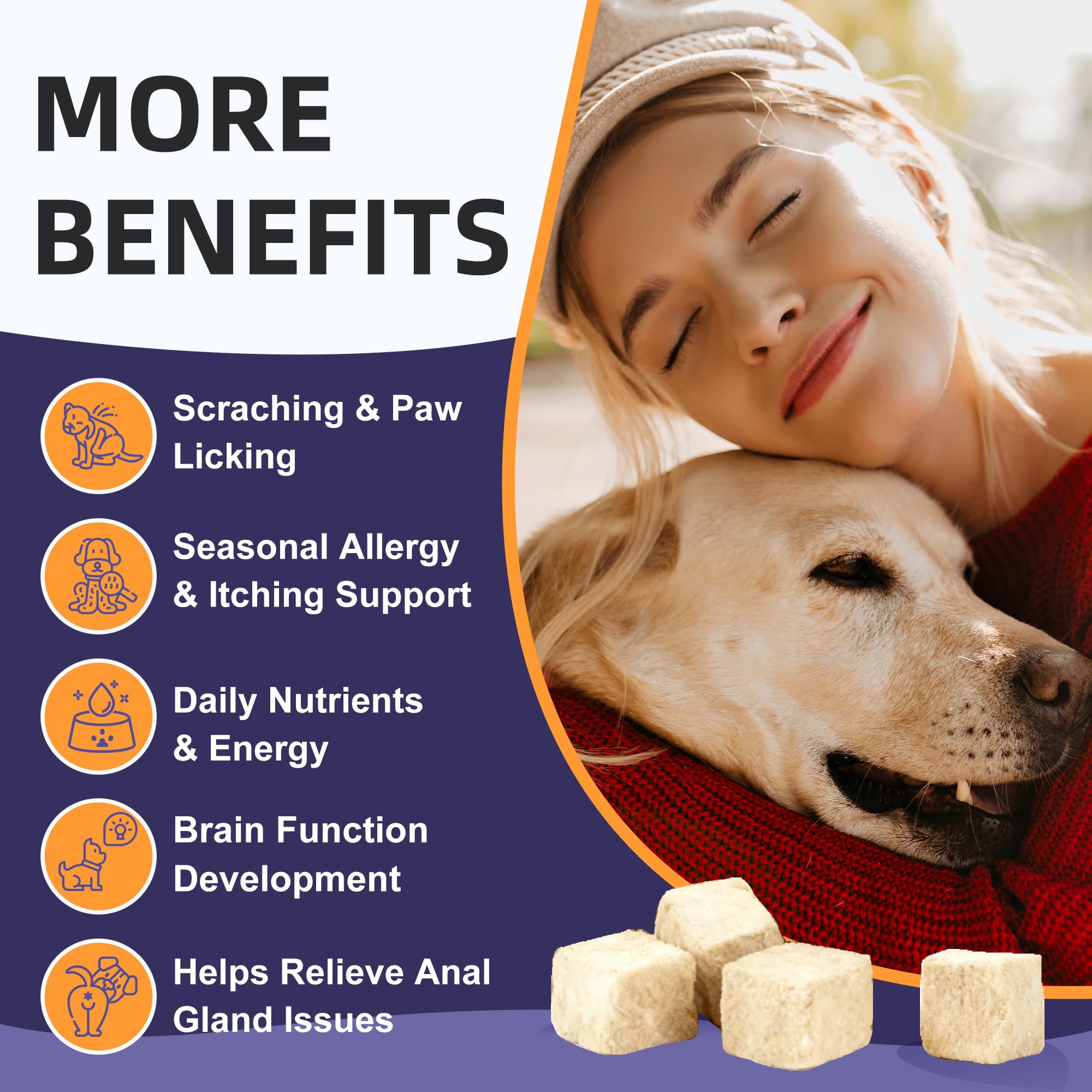 Nature Target Probiotics para perros, omega-3 para piel y pelaje saludables.