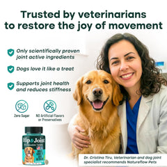 Natureflow comprimidos masticables para perros, sabor agradable y fácil dosificación.