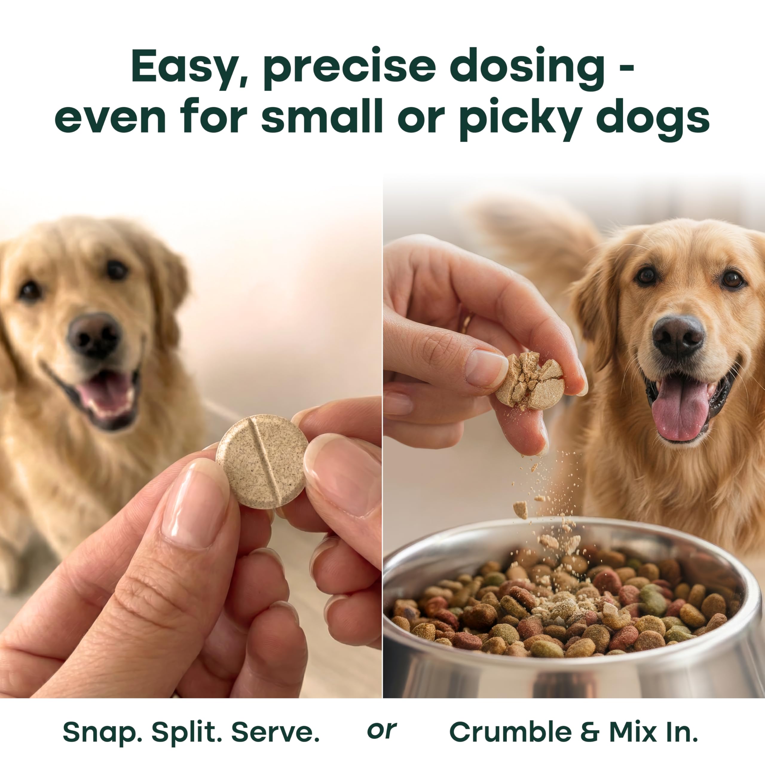 Natureflow contiene glucosamina, MSM y condroitina para perros, fórmula clara.