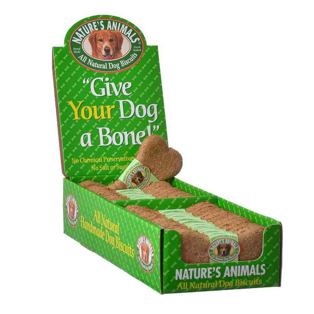 Galletas Nature's Animals para perros con cordero y arroz, snack natural.