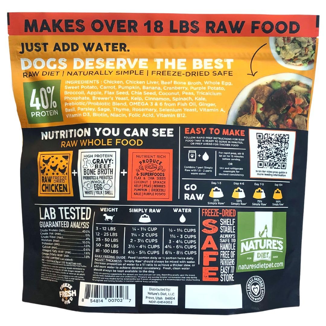 Nature's Diet Simply Raw: bolsa de 3 libras para expandir a 18 libras.