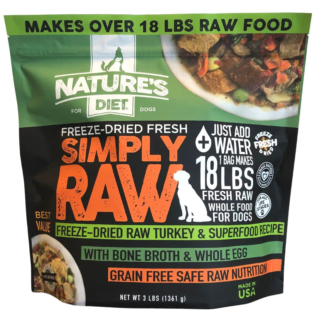 Nature's Diet Simply Raw carne cruda de pavo, ideal para una dieta canina cruda equilibrada.