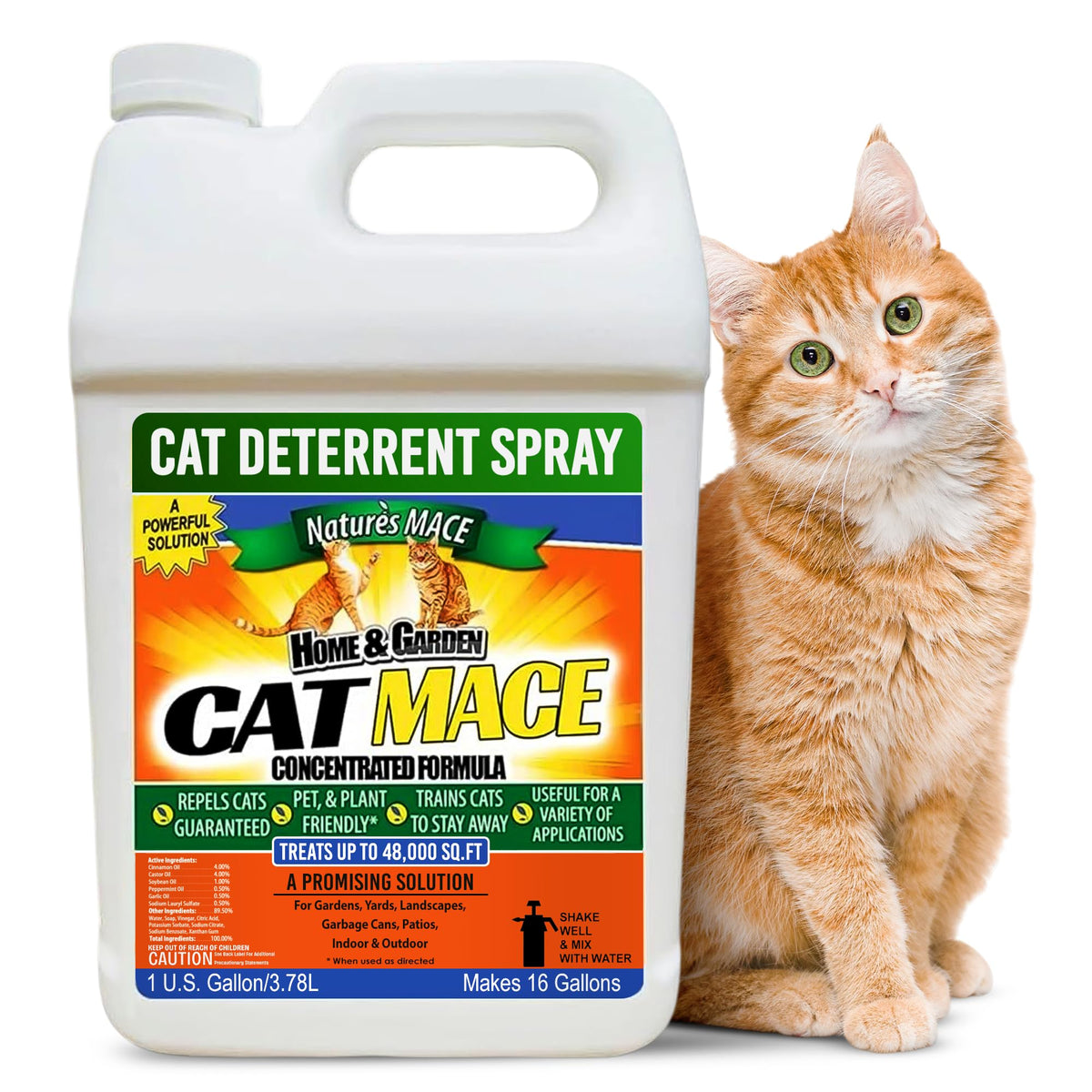 Nature's MACE Cat Mace concentrado 1 galón, ideal para uso exterior e interior para disuadir gatos.