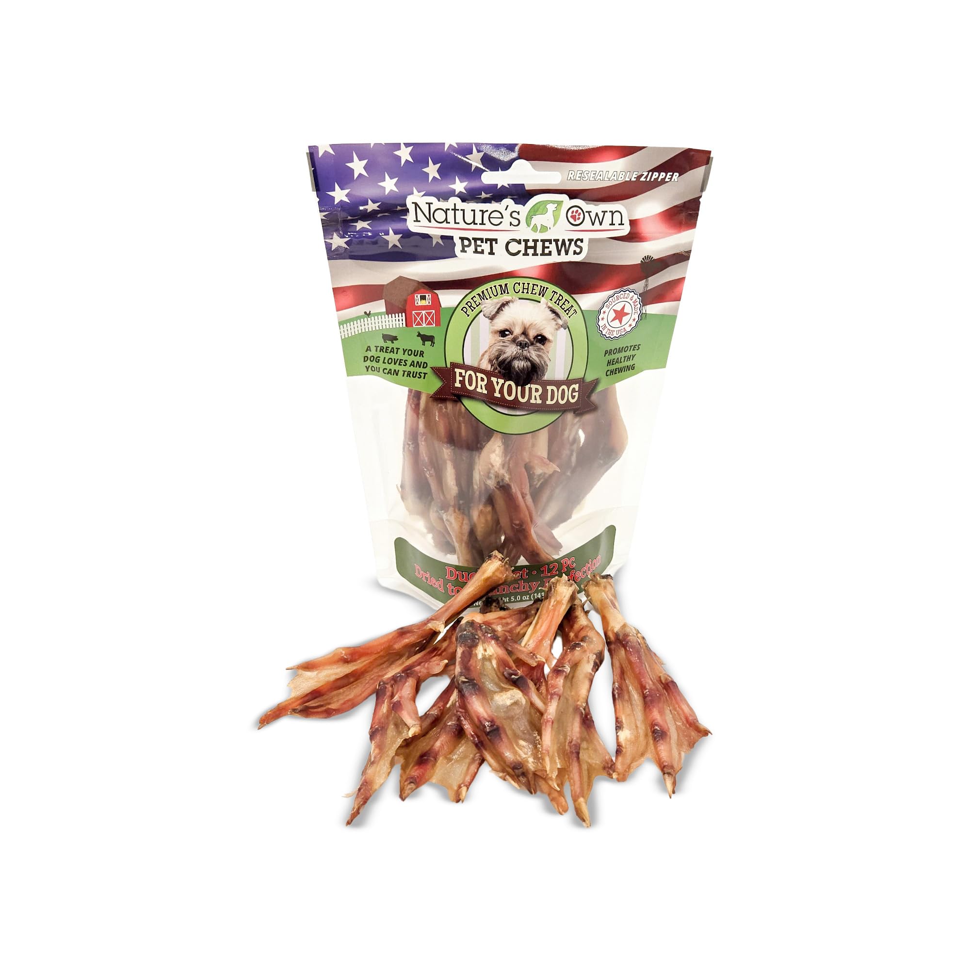 Nature's Own Pet Chews patitas de pato crujientes para perros pequeños y medianos