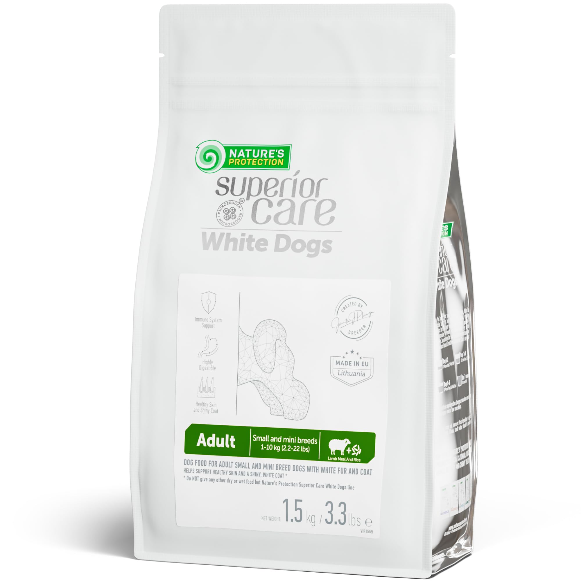 Nature's Protection croquetas para razas pequeñas con cordero y arroz, ayuda digestión suave.