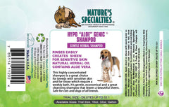 Nature's Specialties Aloe para perros, etiqueta destaca fórmula hipoalergénica y concentrada