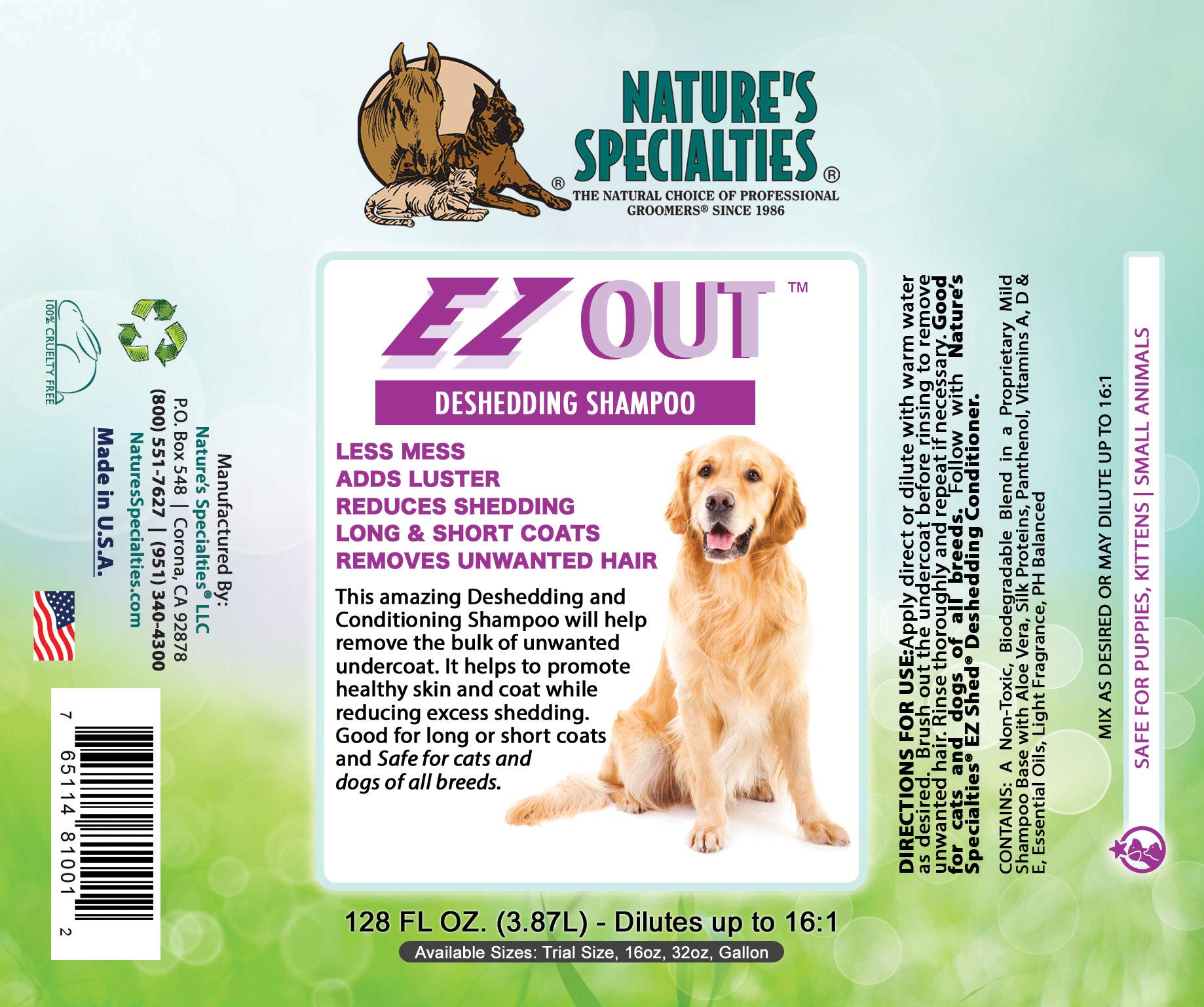 Nature's Specialties EZ Out: aplicación directa para uso rápido y conveniente.