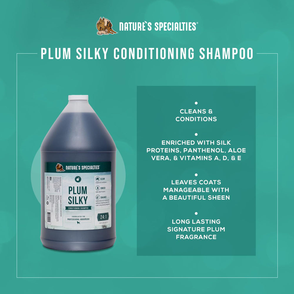 Nature's Specialties Plum Silky, diluido en agua tibia, para lavado rápido y eficiente.