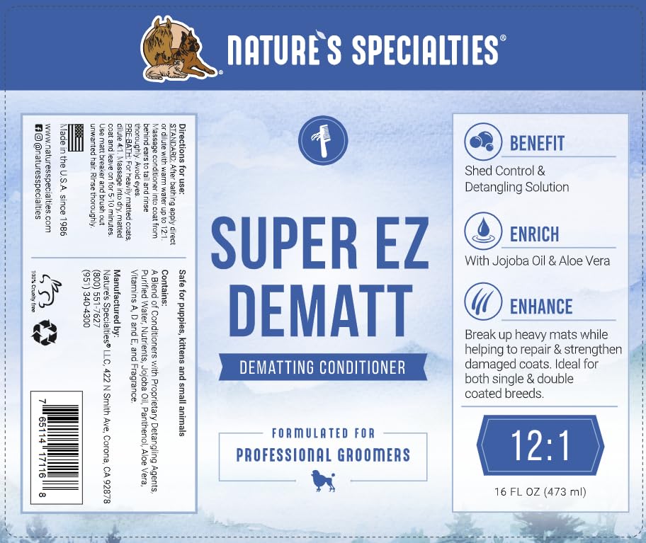 Nature's Specialties Super EZ DeMatt, uso previo al baño para pelaje suave