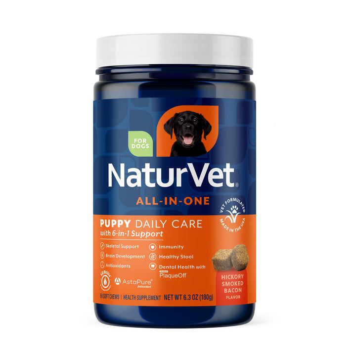 NaturVet All-In-One para cachorros: cuidado diario para huesos y articulaciones.
