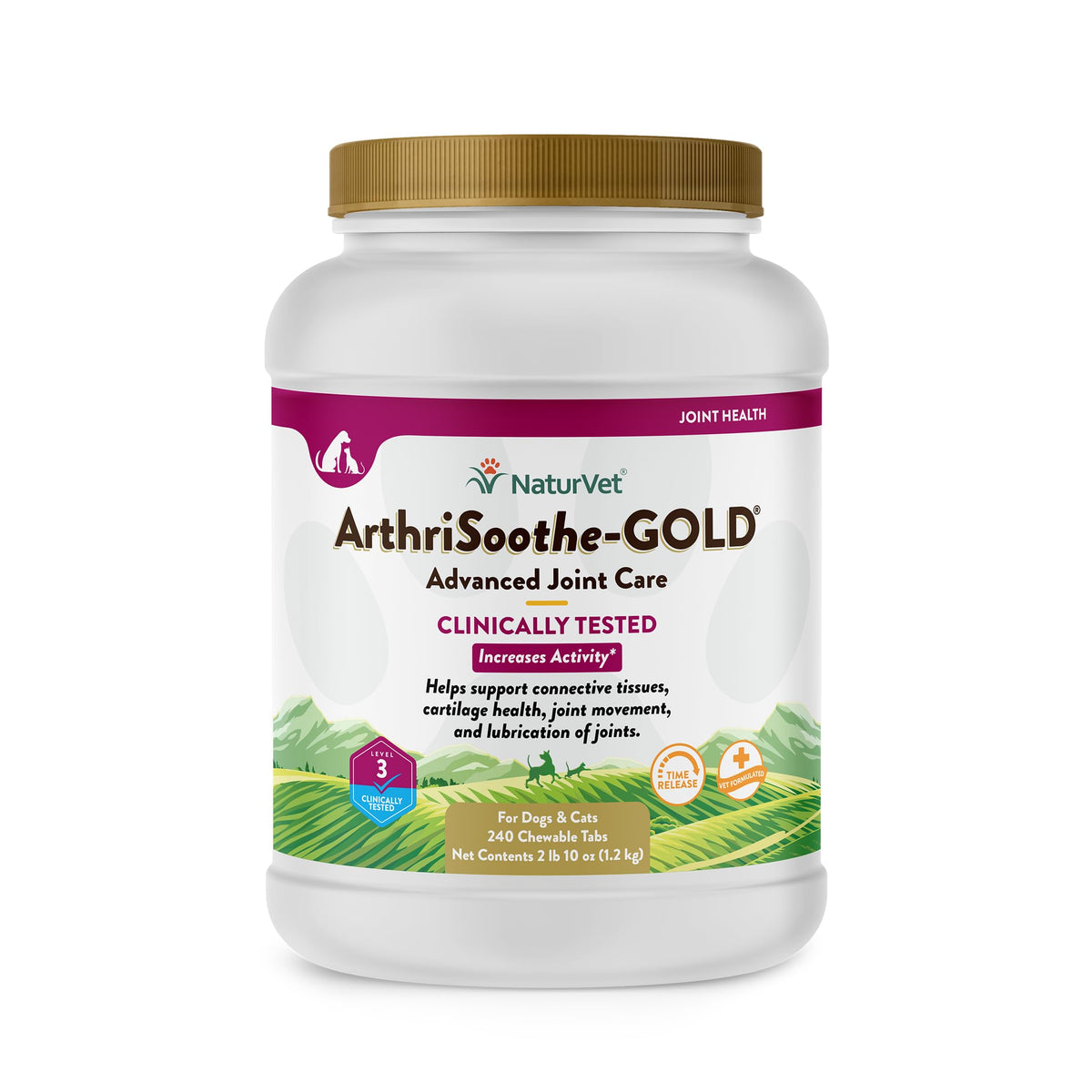 NaturVet ArthriSoothe-Gold botella: formato cómodo para administración diaria a tu mascota.