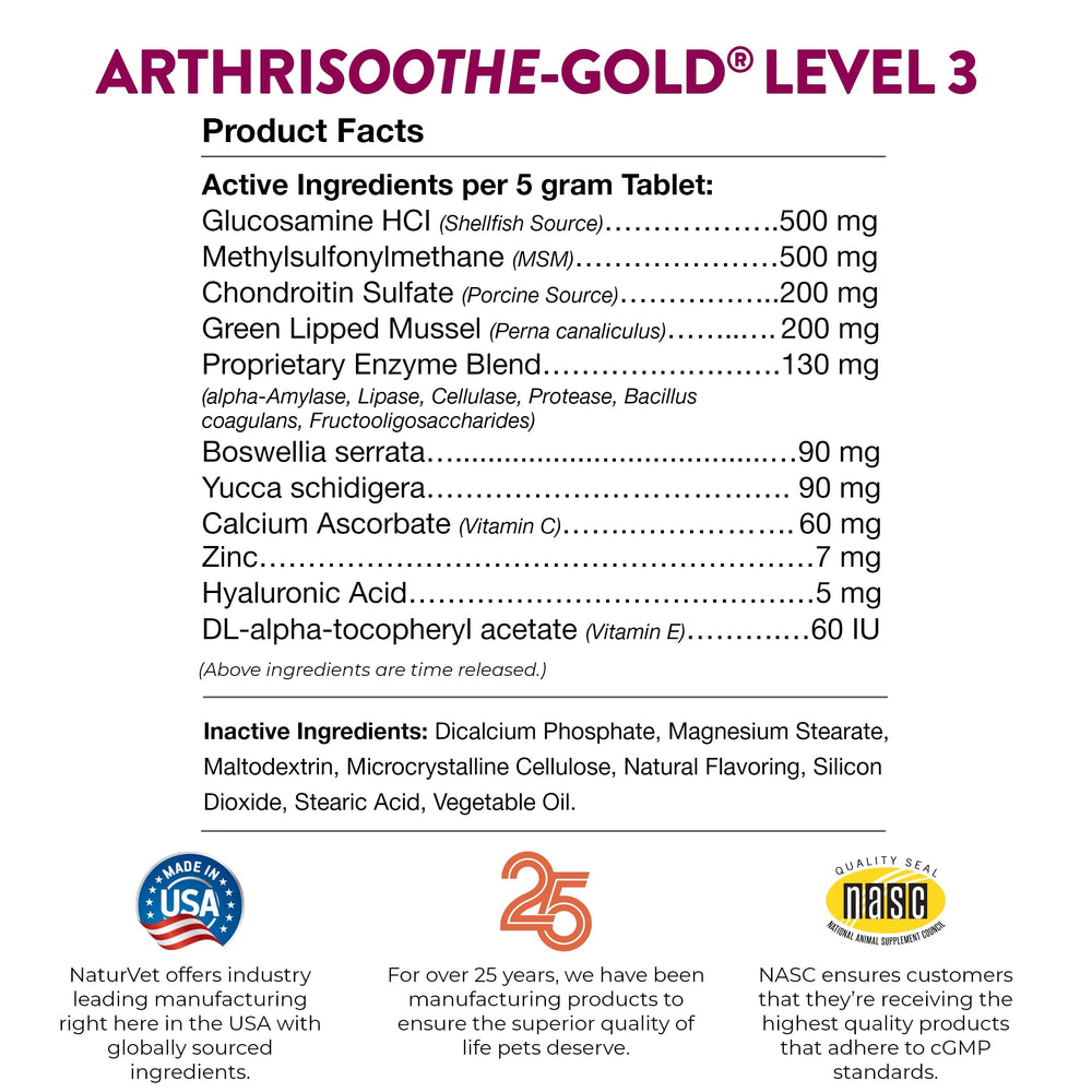 NaturVet ArthriSoothe-Gold dosis diaria: rutina simple para cuidado articular.