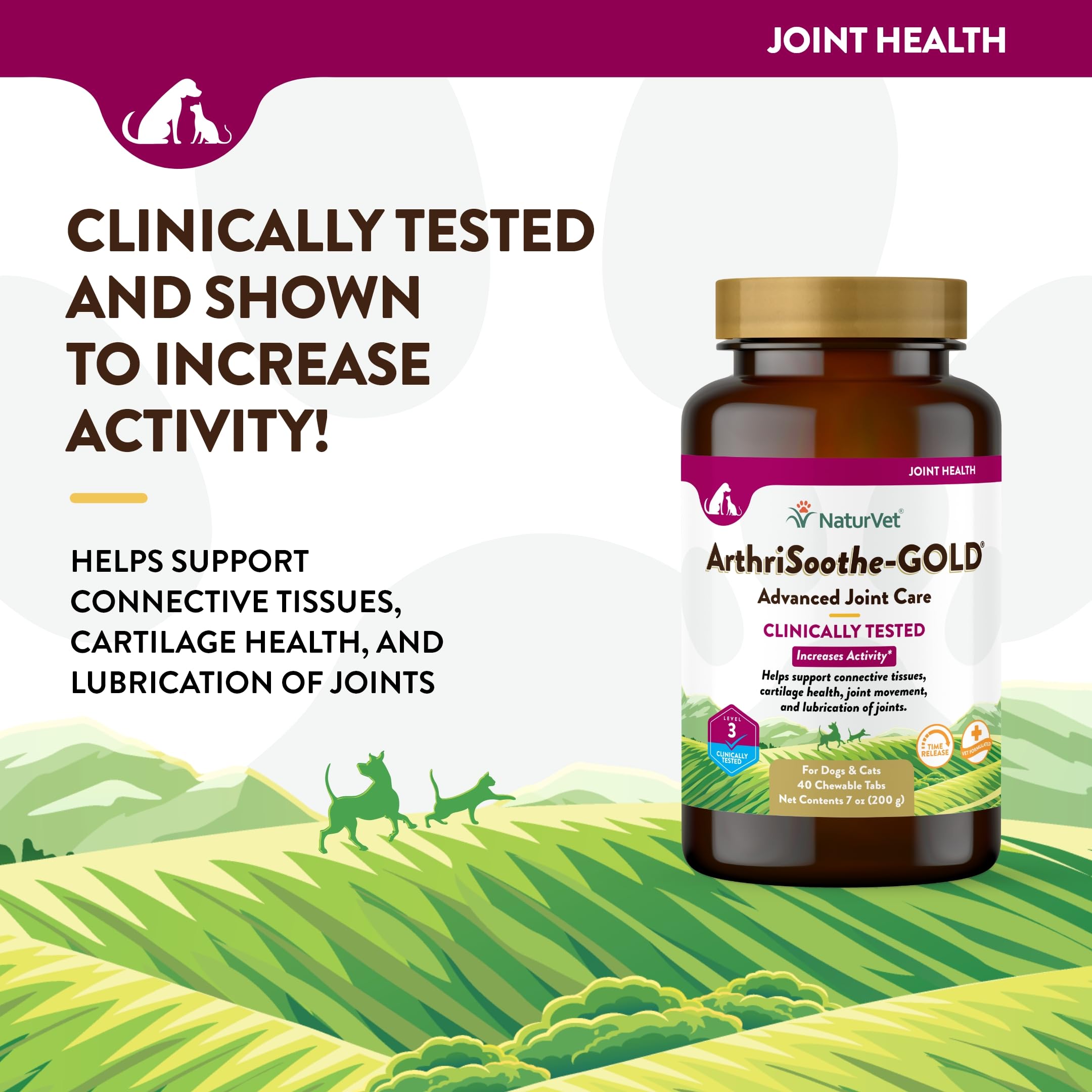 NaturVet ArthriSoothe-GOLD Nivel 3: dosis según peso para perros y gatos.