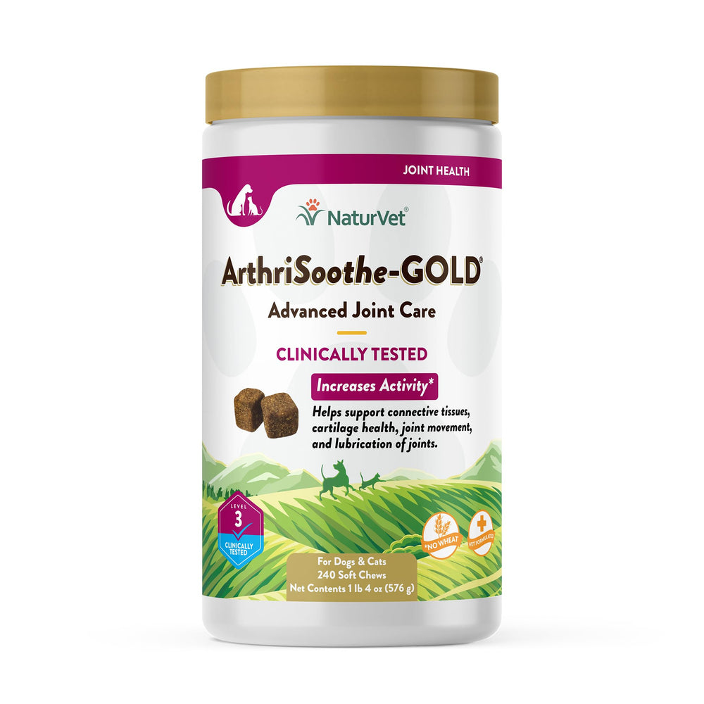 NaturVet ArthriSoothe Gold frasco: suplemento suave para movilidad articular