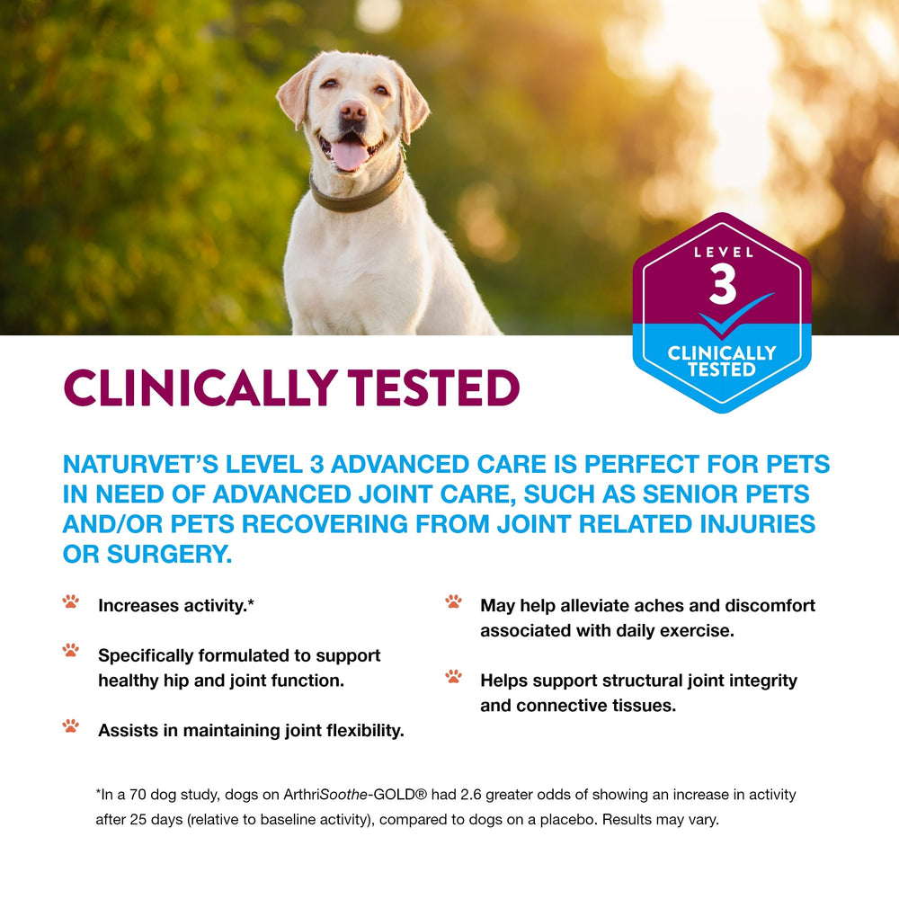 NaturVet ArthriSoothe Gold ingredientes clave: glucosamina y condroitina para lubricación
