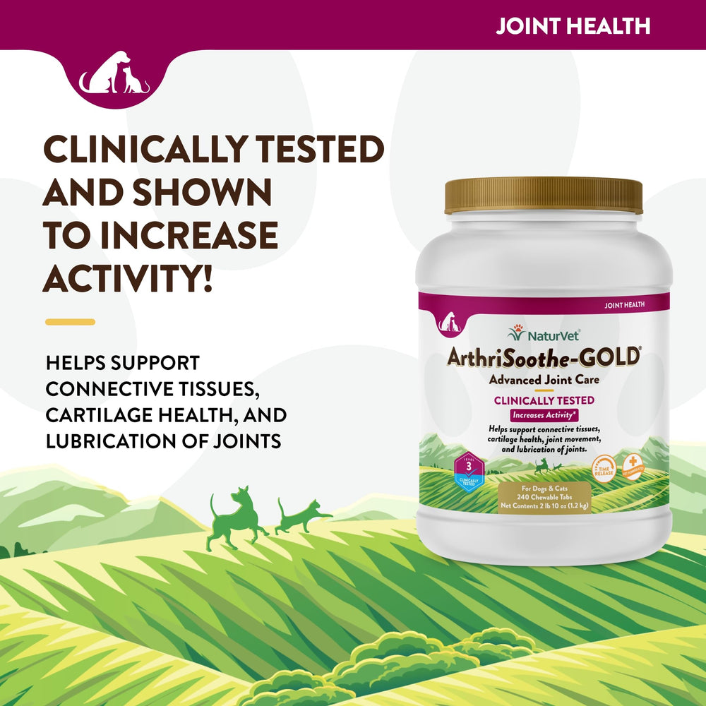 NaturVet ArthriSoothe-Gold para perros: tabletas que apoyan la movilidad y la comodidad.