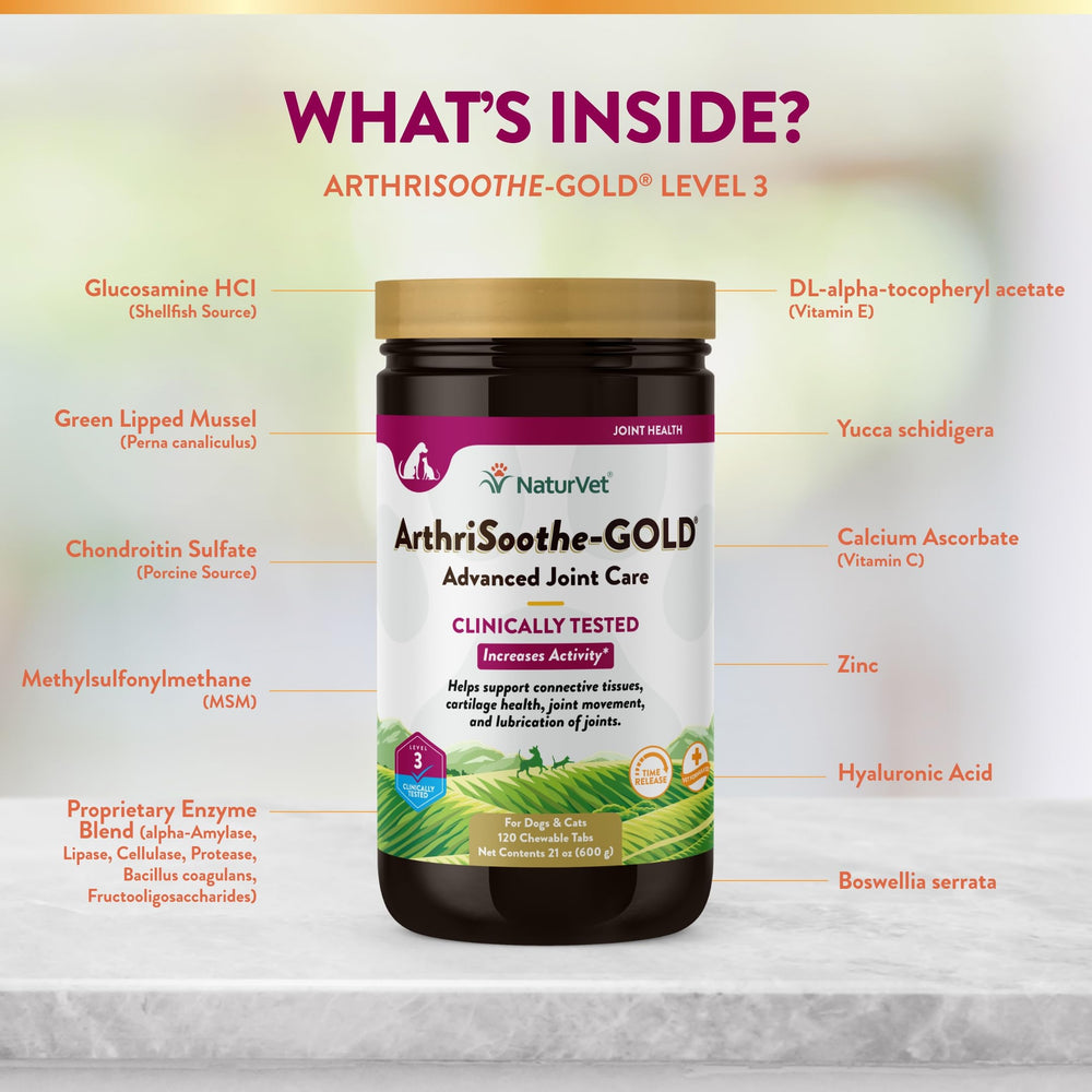 NaturVet ArthriSoothe-GOLD sabor natural facilita la administración diaria.