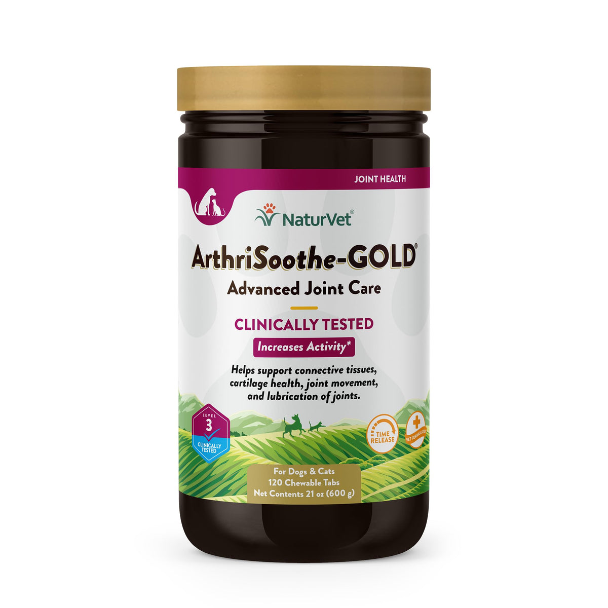 NaturVet ArthriSoothe-GOLD tabletas masticables, sabor natural para perros y gatos.