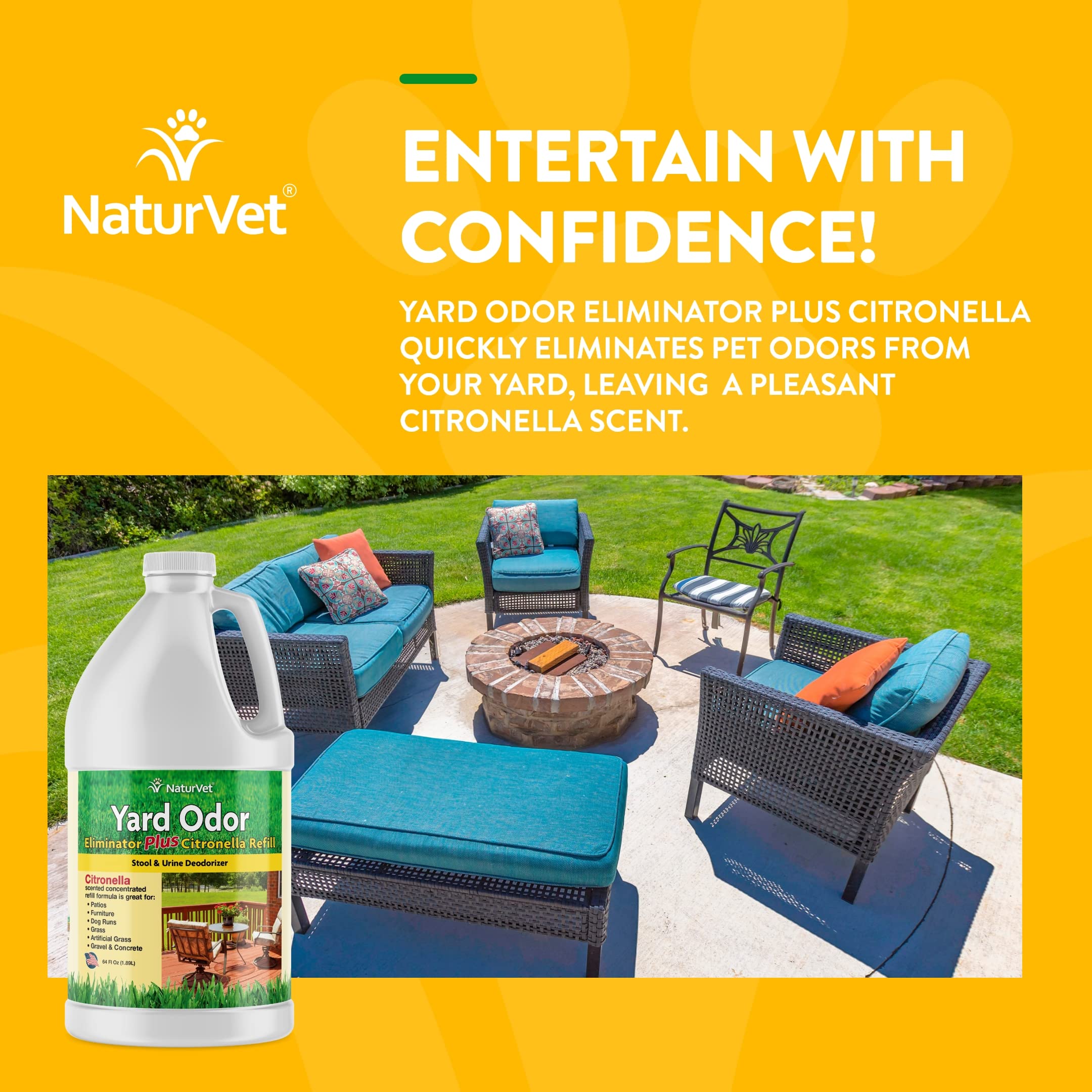 NaturVet frasco para jardín, uso exterior en patios y superficies duras, olor más agradable.