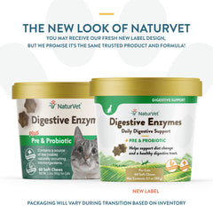 NaturVet enzimas digestivas para gatos, gomitas suaves, sabor agradable para comer con gusto.
