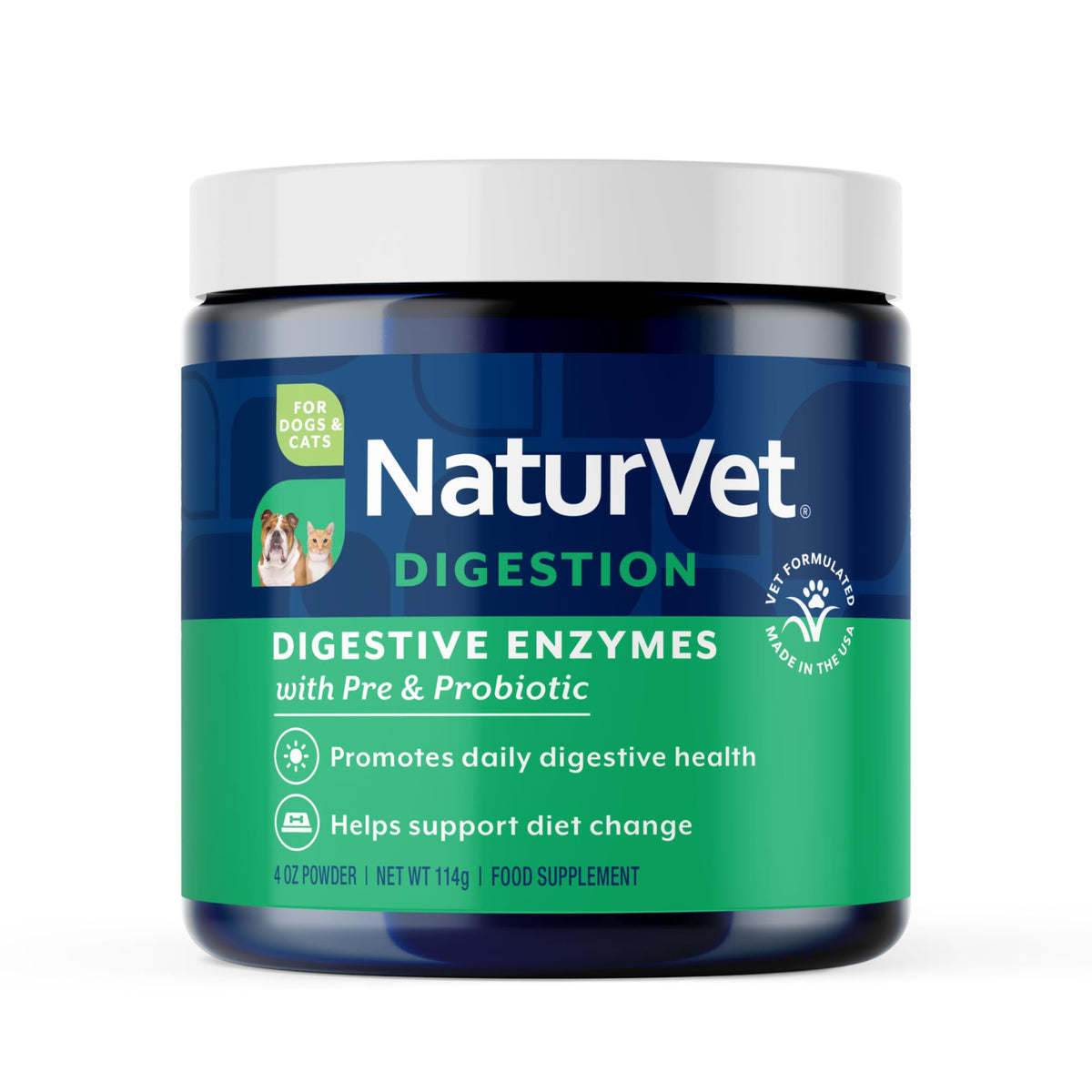 NaturVet enzimas digestivas para perros en polvo, apoyo al tracto digestivo