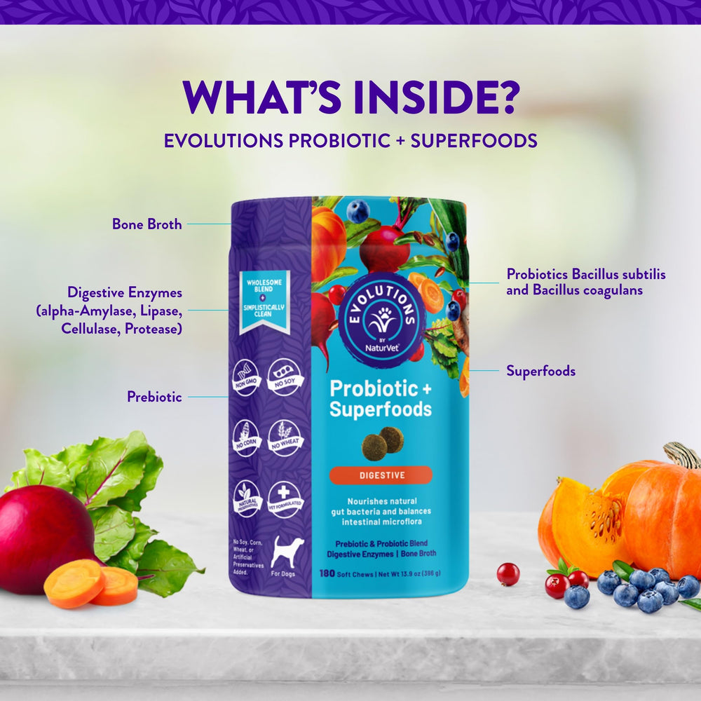 NaturVet Evolutions masticables, enzimas digestivas, mejora la absorción de nutrientes.
