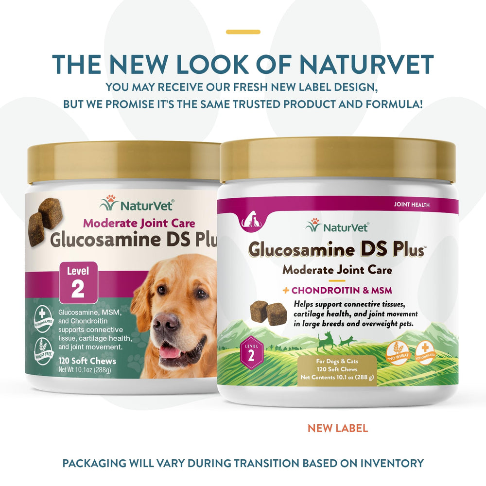 Etiqueta de ingredientes de NaturVet Glucosamina DS Plus con MSM y condroitina.