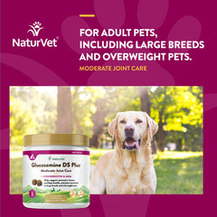 Mascota perro o gato usando NaturVet Glucosamina DS Plus diariamente.