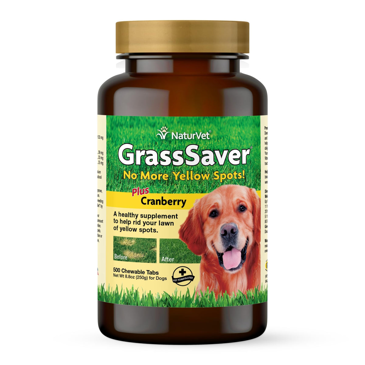 NaturVet GrassSaver: botella frontal para apoyar el césped verde y la salud del perro.