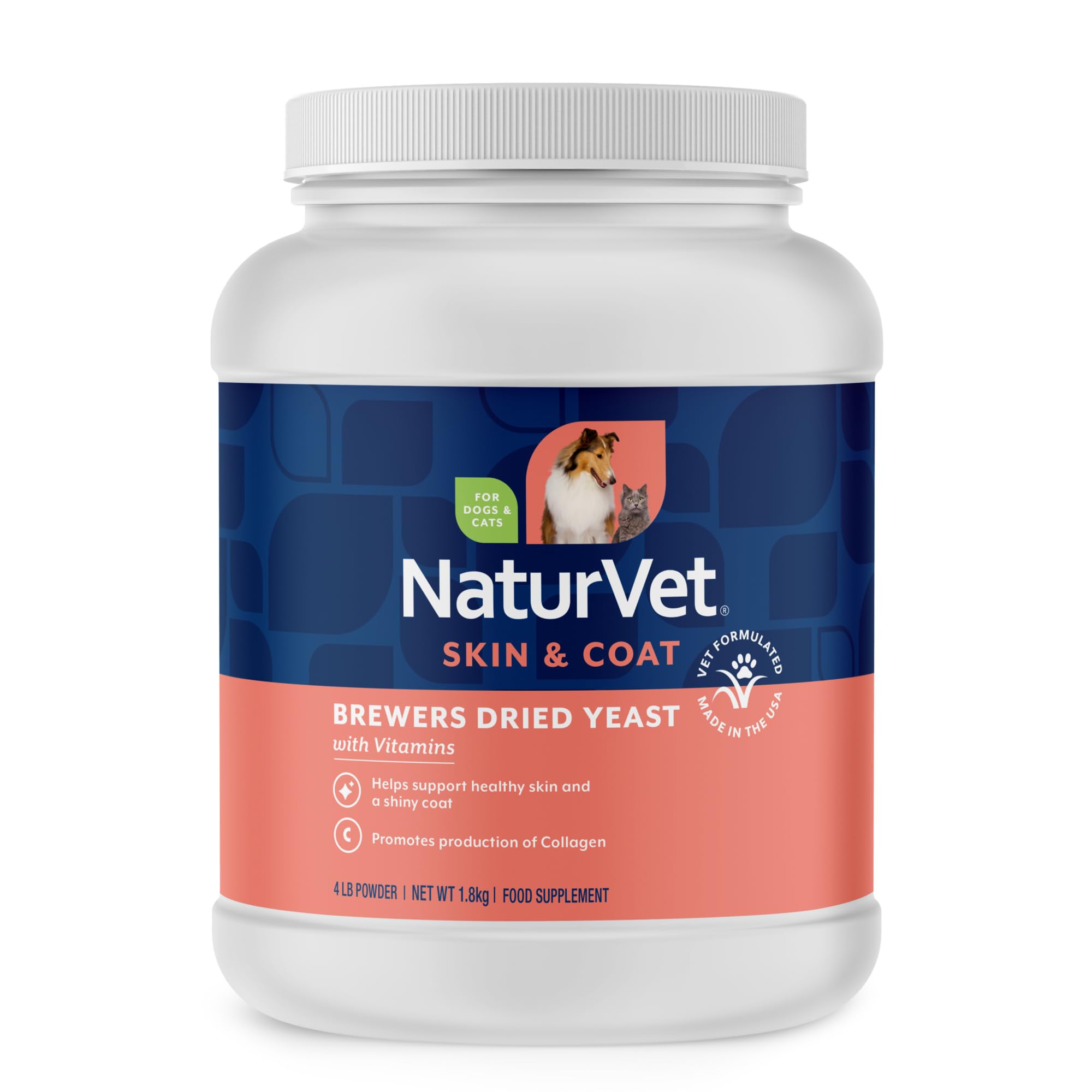 NaturVet levadura de cerveza deshidratada en polvo para un pelaje saludable.