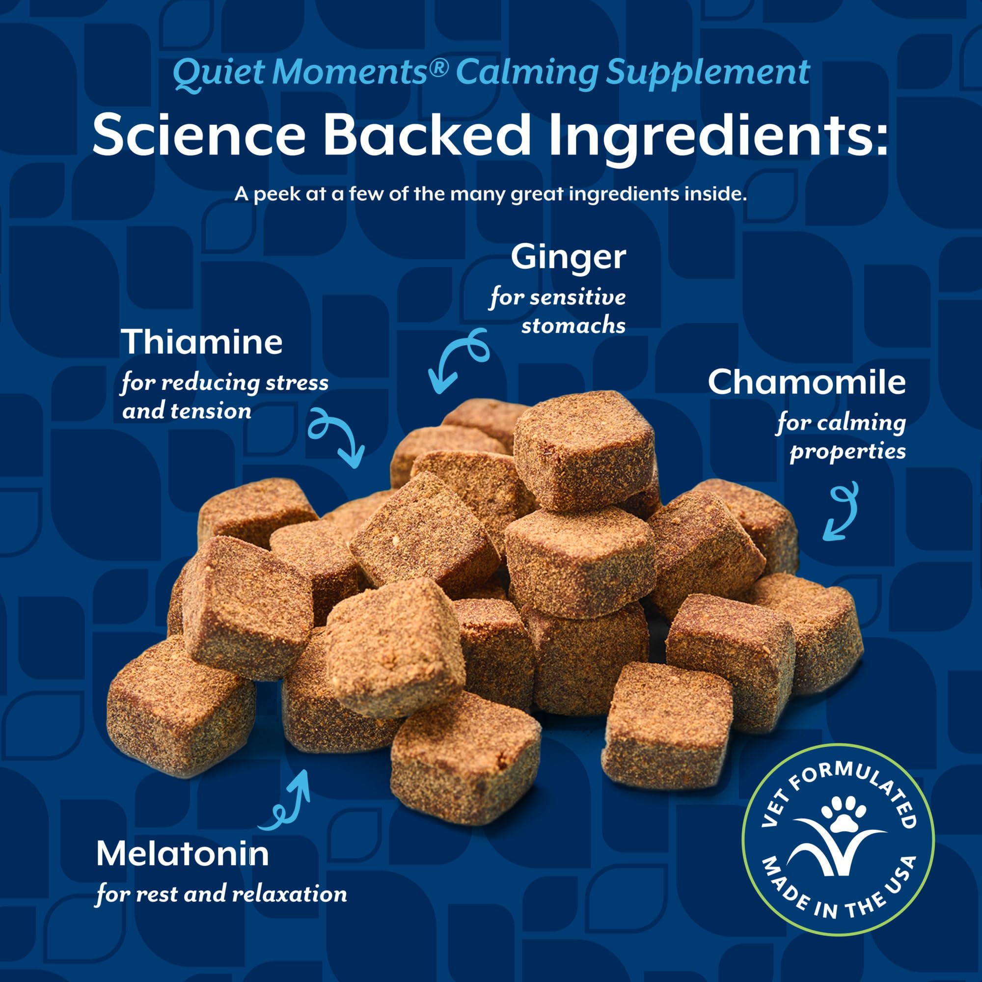NaturVet Momentos Tranquilos: ingredientes herbales que apoyan el bienestar.