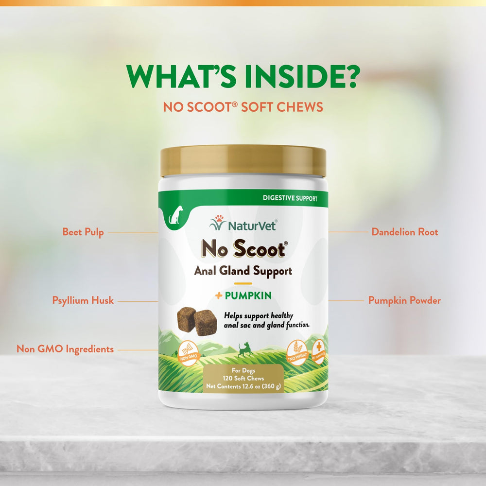 NaturVet No Scoot: masticables blandos aprobados por veterinarios para perros.