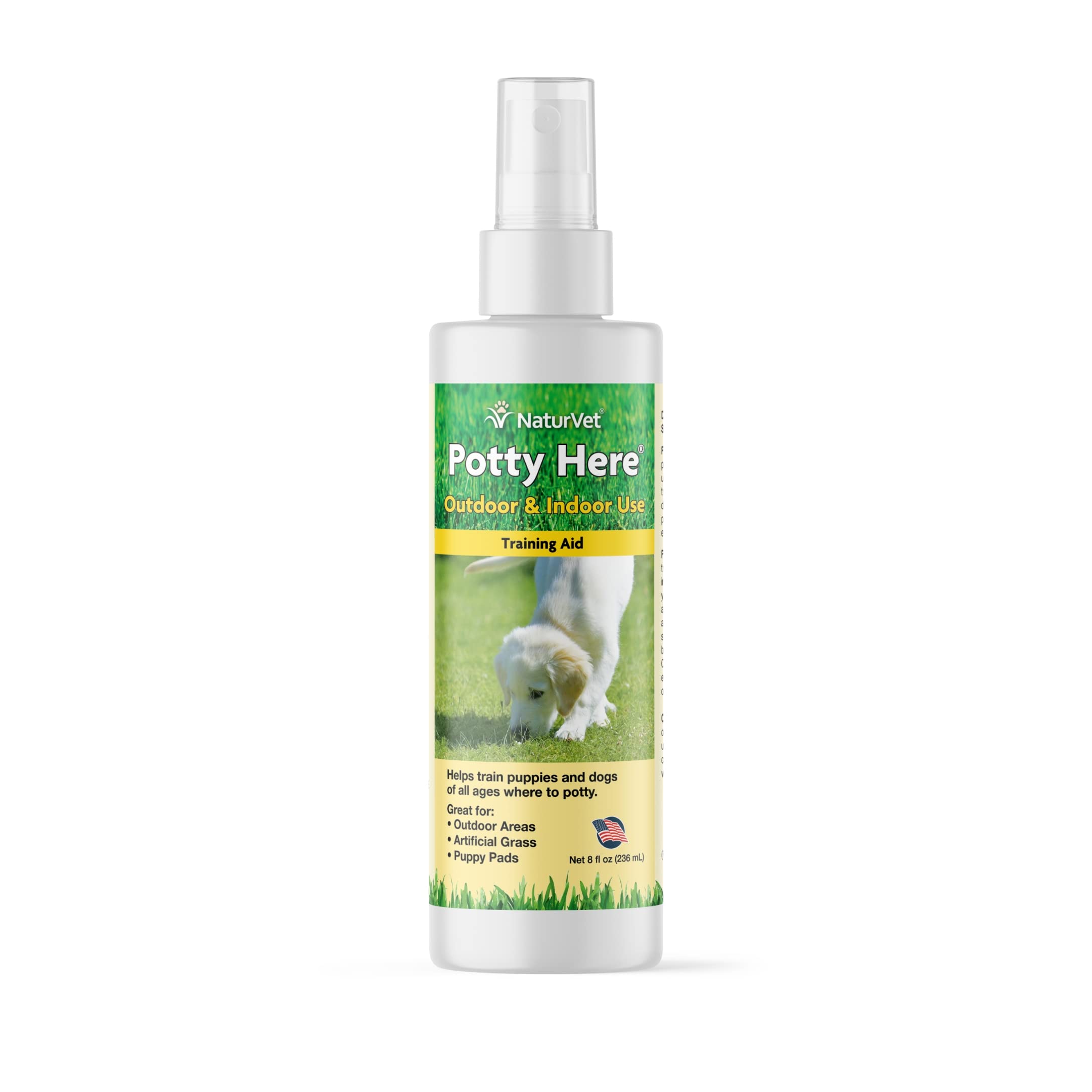 NaturVet Potty Here Rojiador, frasco de 8 oz para entrenamiento de mascotas.