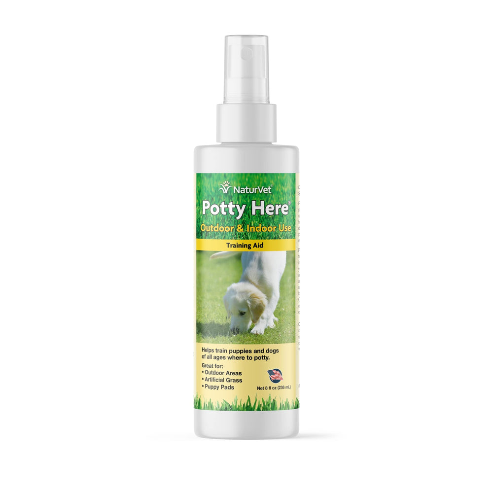 NaturVet Potty Here Rojiador, frasco de 8 oz para entrenamiento de mascotas.